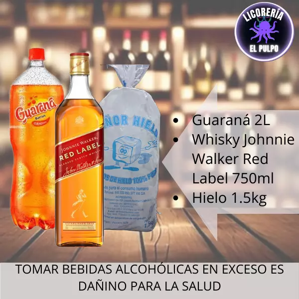 Red label+guaraná+hielo