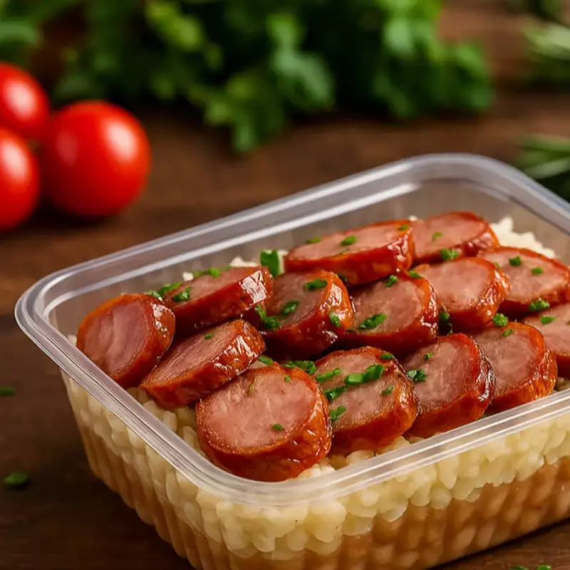 Linguiça Toscana c/ Arroz e Feijão