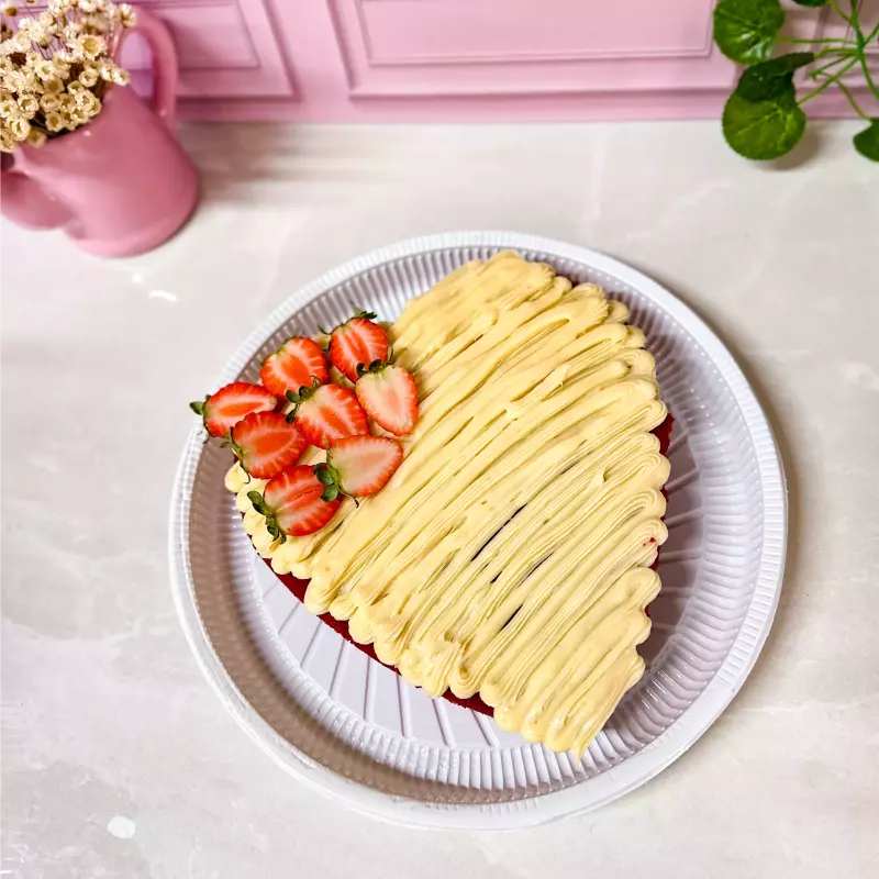 Bolo coração baunilha