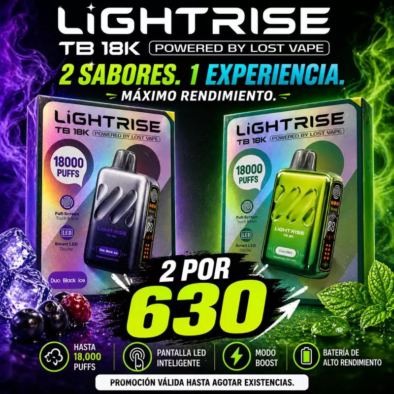 Lightrise TB 18K 🔥 Llévate 2 vapes