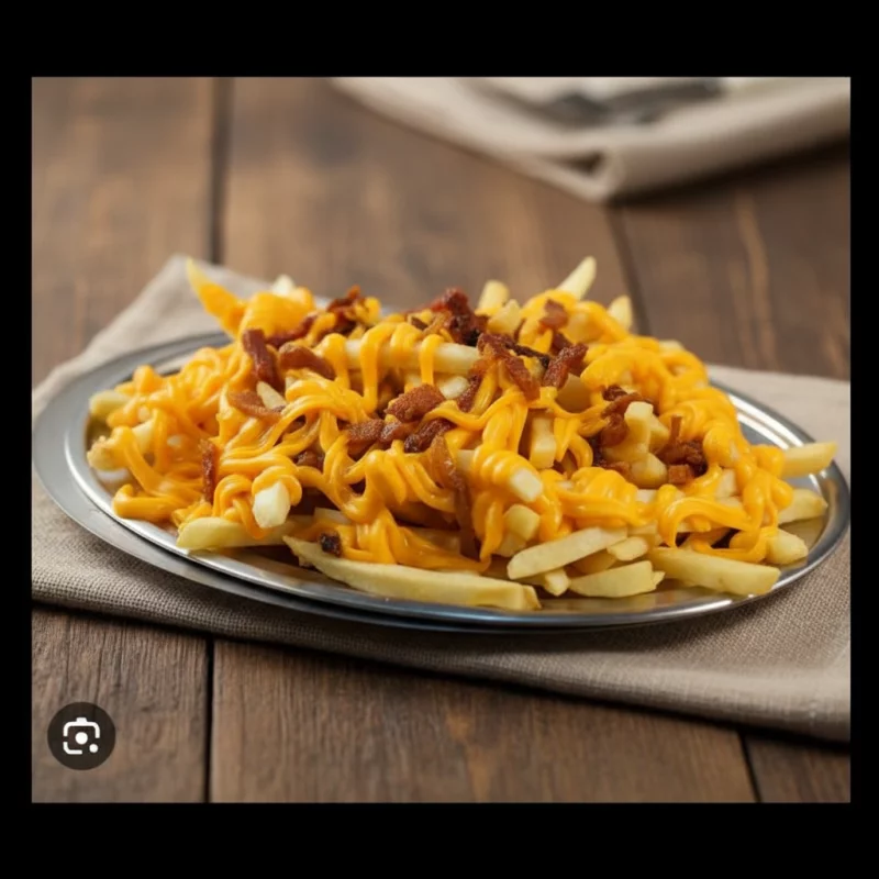 fritas com cheddar e bacon