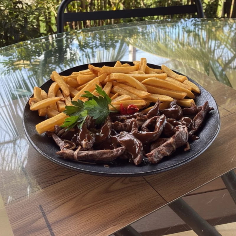 FILÉ COM FRITAS AO MOLHO MADEIRA