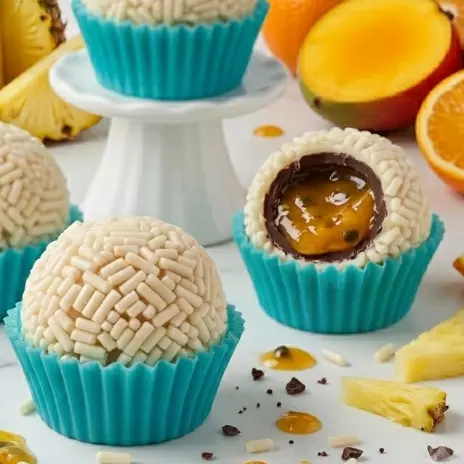 Branco recheado frutas amarelas