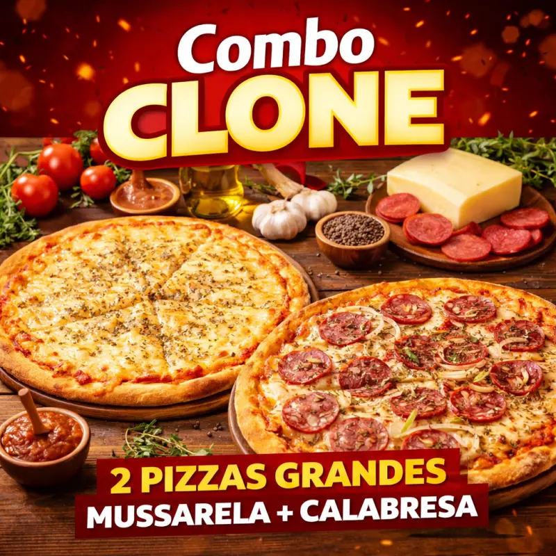 Clone 2 Pizzas Mussarela e Calabresa
