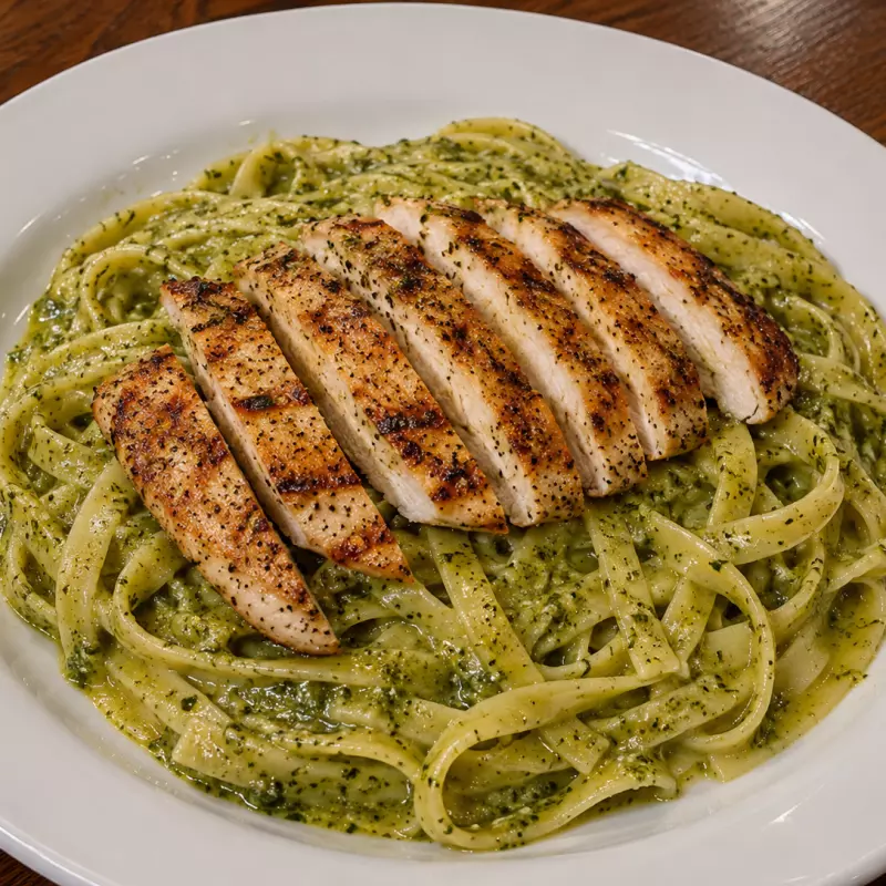 FETUCCINI AL PESTO CON POLLO