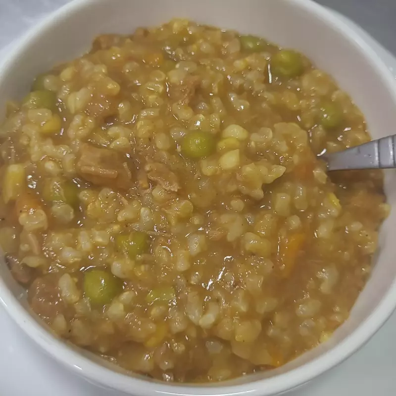 Arroz cateto com carne de panela