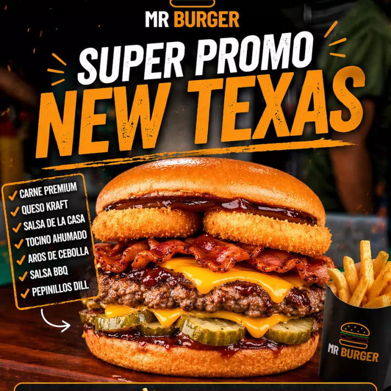 Promo 2 New Texas Dobles + Papas