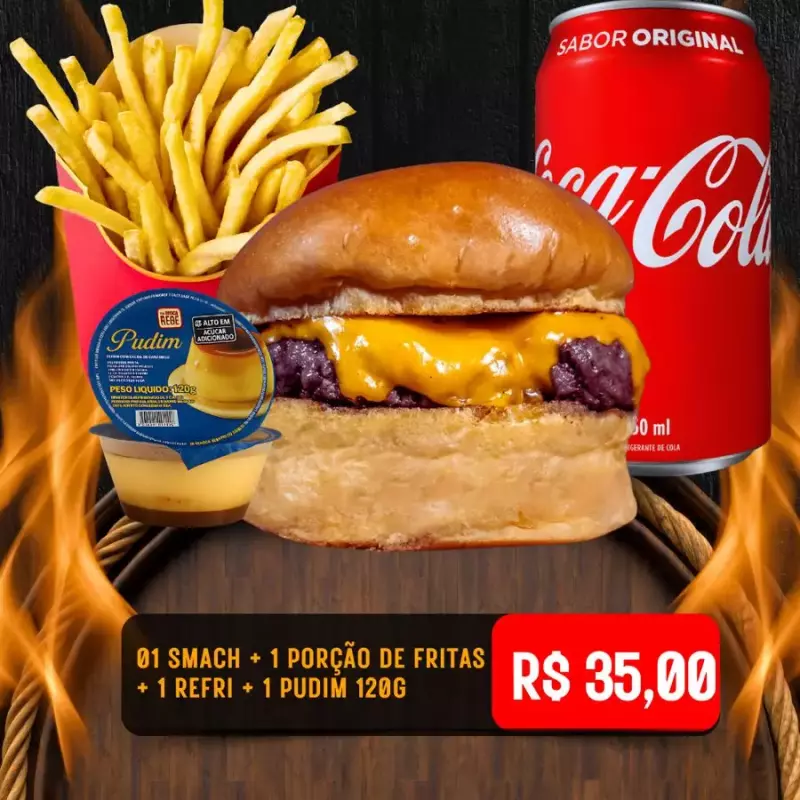 Combo Smach +Pudim+Refri  + Batata
