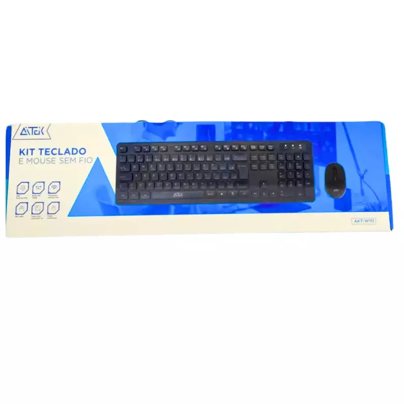 KIT TECLADO S/FIO BRANCO AKT-W111