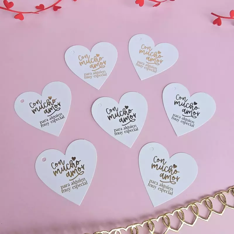 Etiqueta corazón x12 estampada