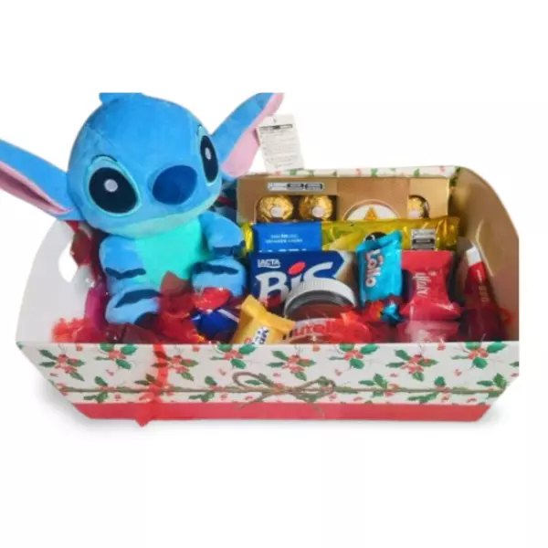 Cesta Lilo Stich azul+chocolates