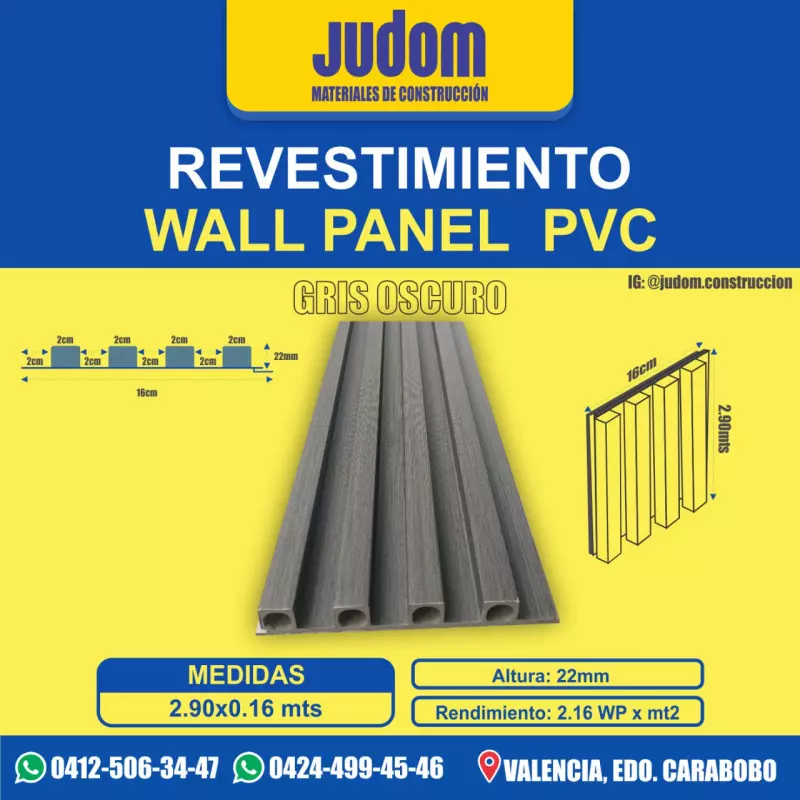 WALL PANEL 2.90x0.16 mts GRIS OSCURO