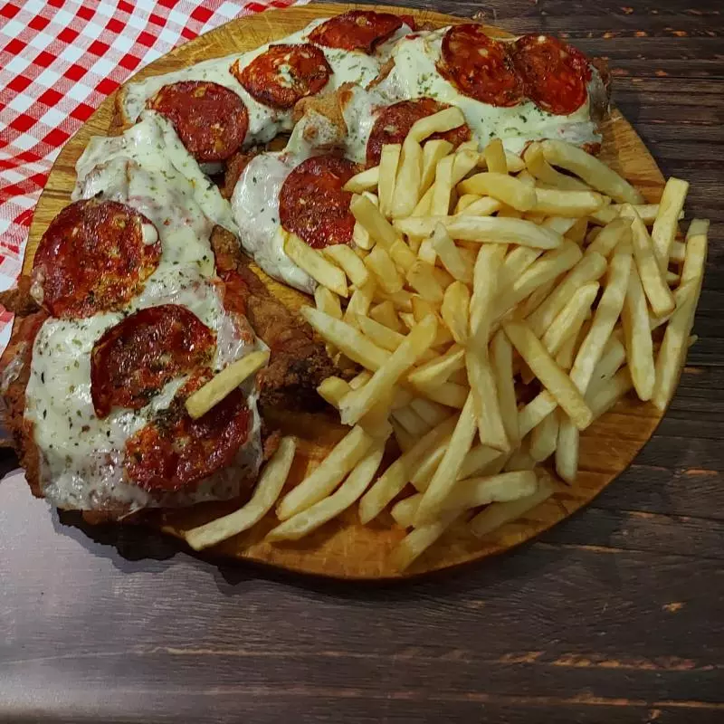 Pizzanesa de pollo cantimpalo (3👪)