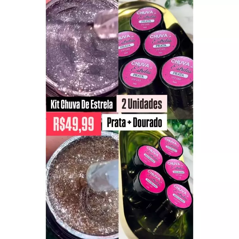 Kit C/2 Chuvas Prata + Dourado Paint