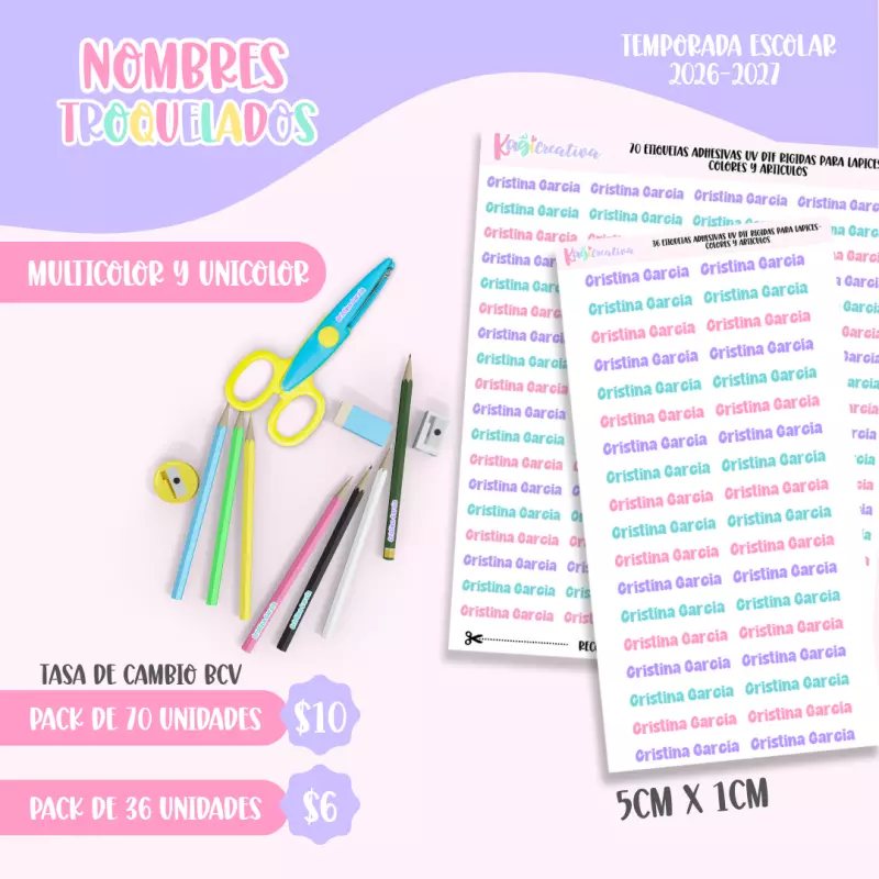 Etiquetas Mini UV Lápices
