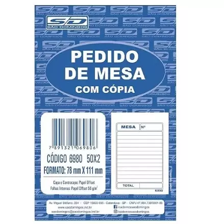 Talão de Mesa s/ Carbono (1457)