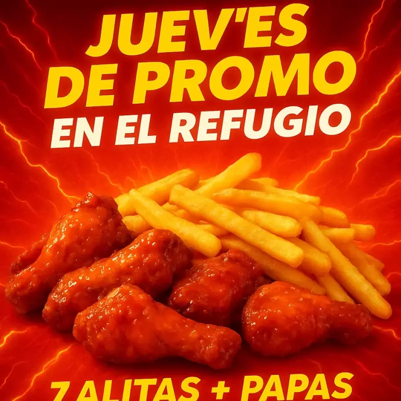 7 alitas más papas francesas