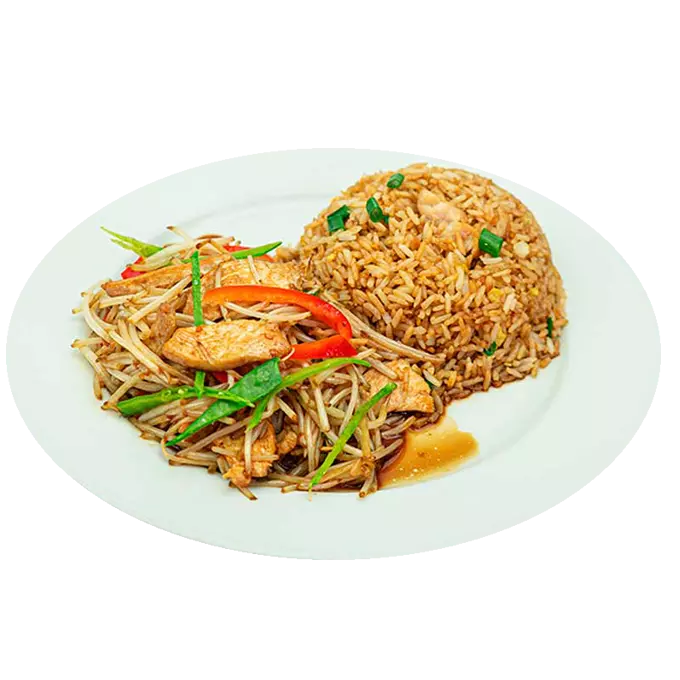 M6-Pollo con frejolito + Chaufa