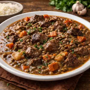 Carne de panela com lentilha