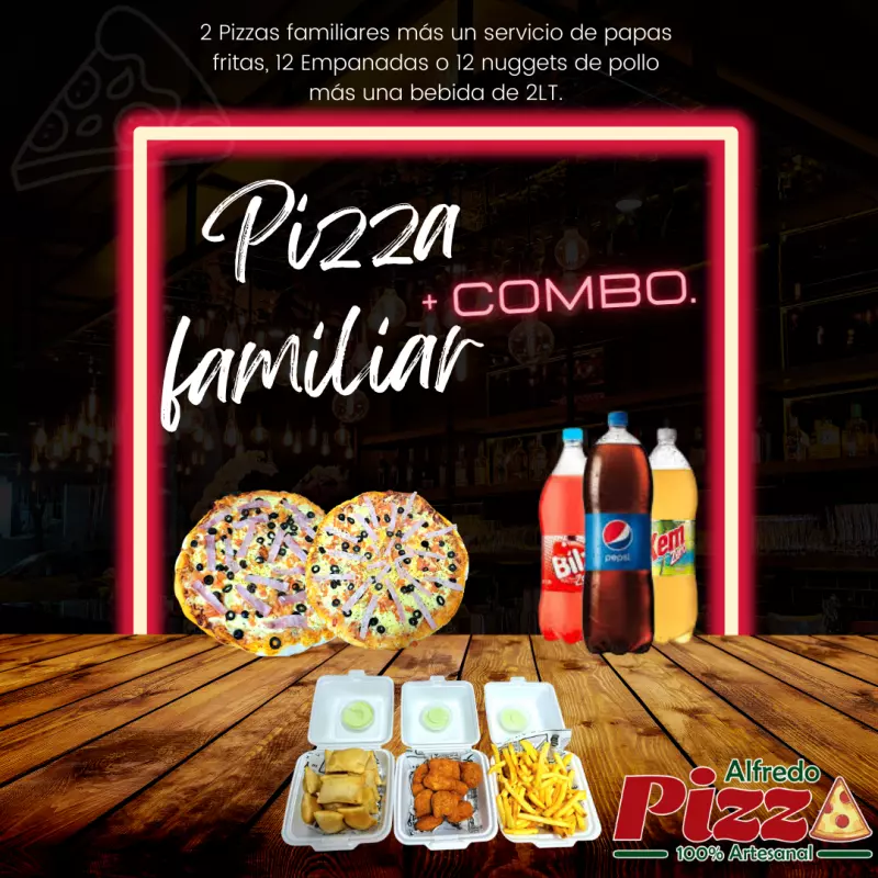 2 pizzas familiares mas combo