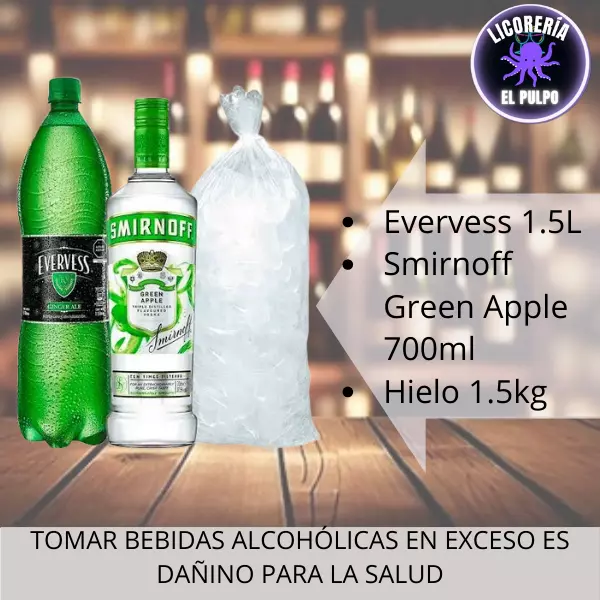 Smirnoff manzana+Evervess+hielo