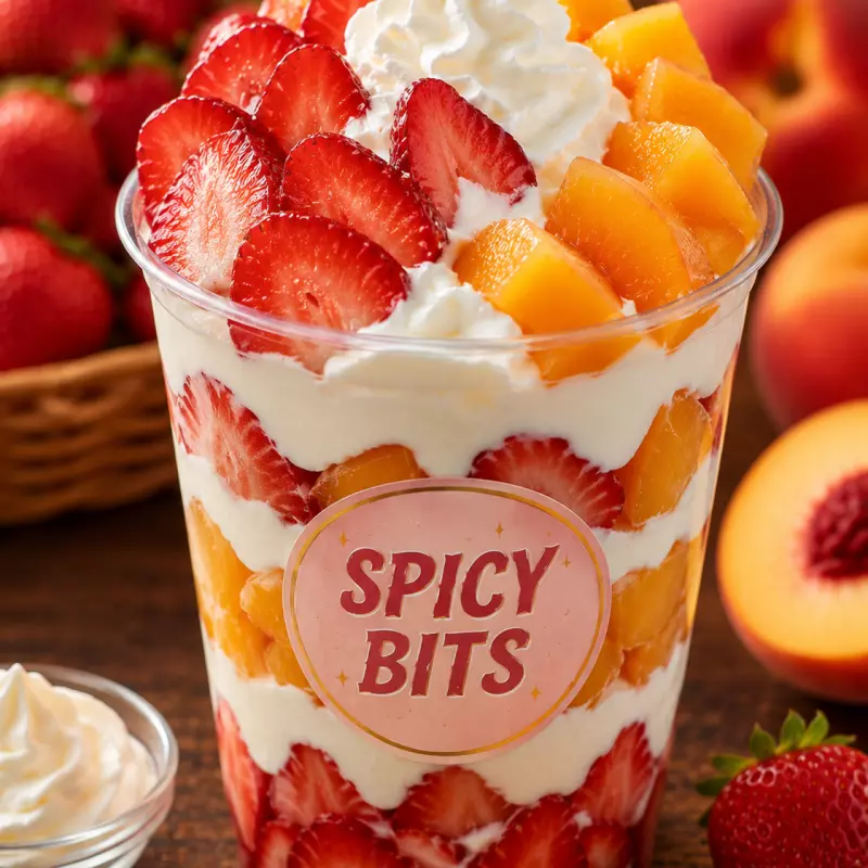 Fresas con durazno y crema