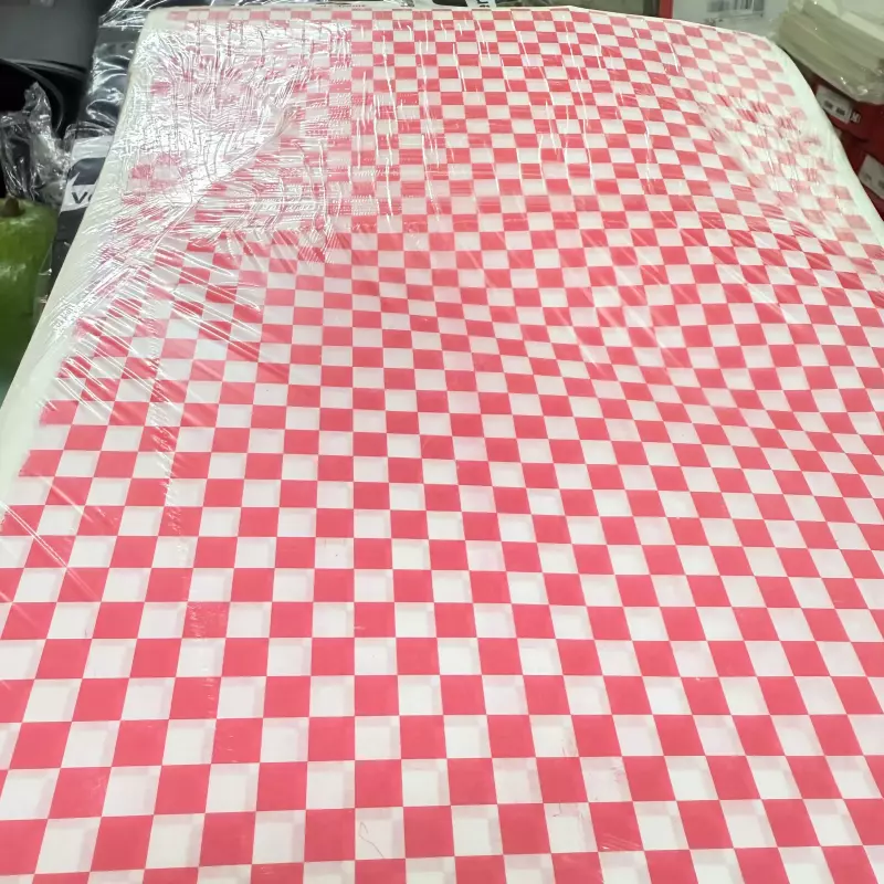 Papel Semi-Graso Rojo Cuadro Pequeño