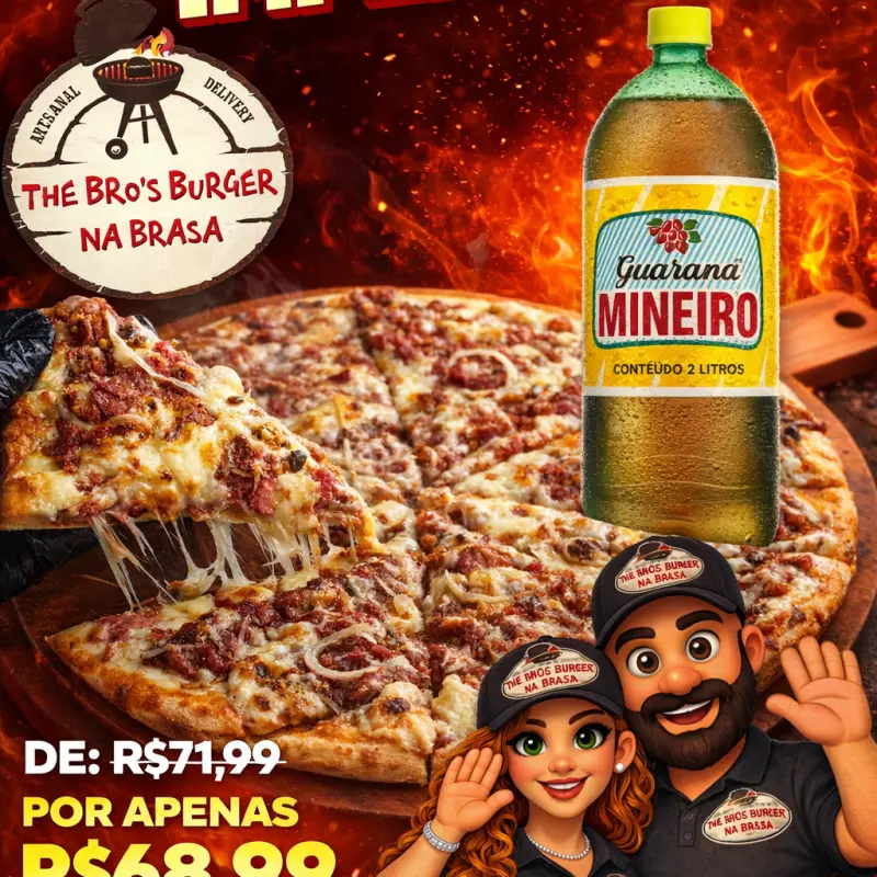 Pizza Carne seca  + Refri 2lt