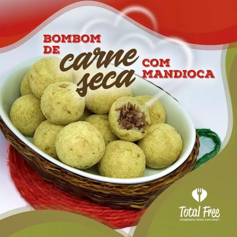 Bombom mandioca c/ carne caixa 8 uni