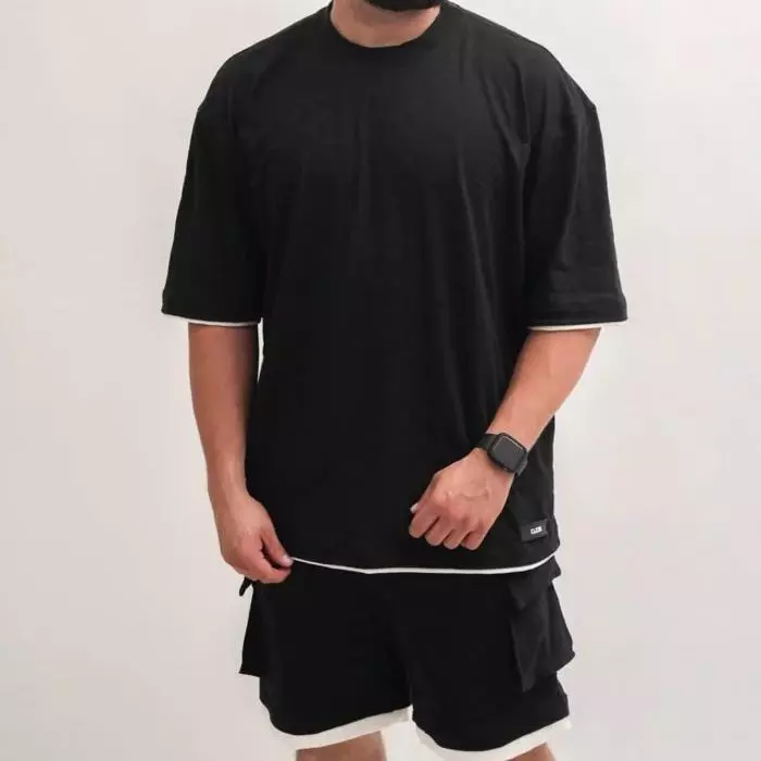 CONJUNTO TEXTURA PANTALONETA NEGRO