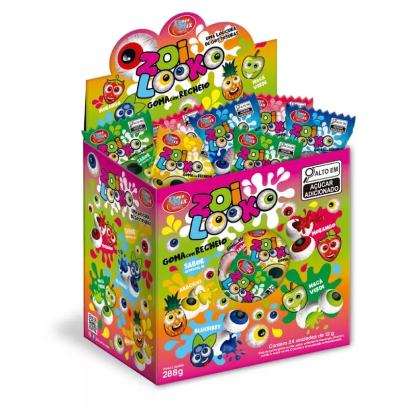 BALA DE GOMA COM RECHEIO ZOI LOOKO