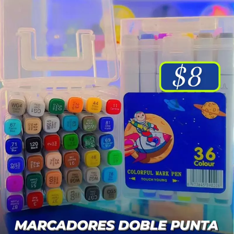 Marcadores doble punta. 36piezas