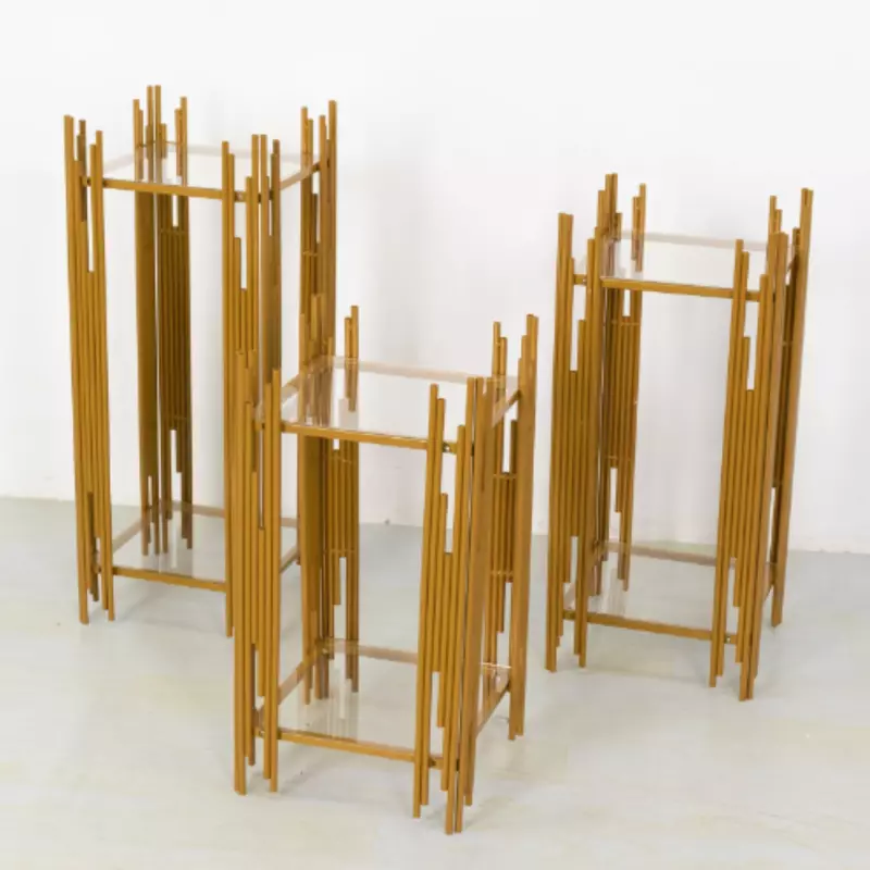 Juego de 3 pedestales de Metal Gold