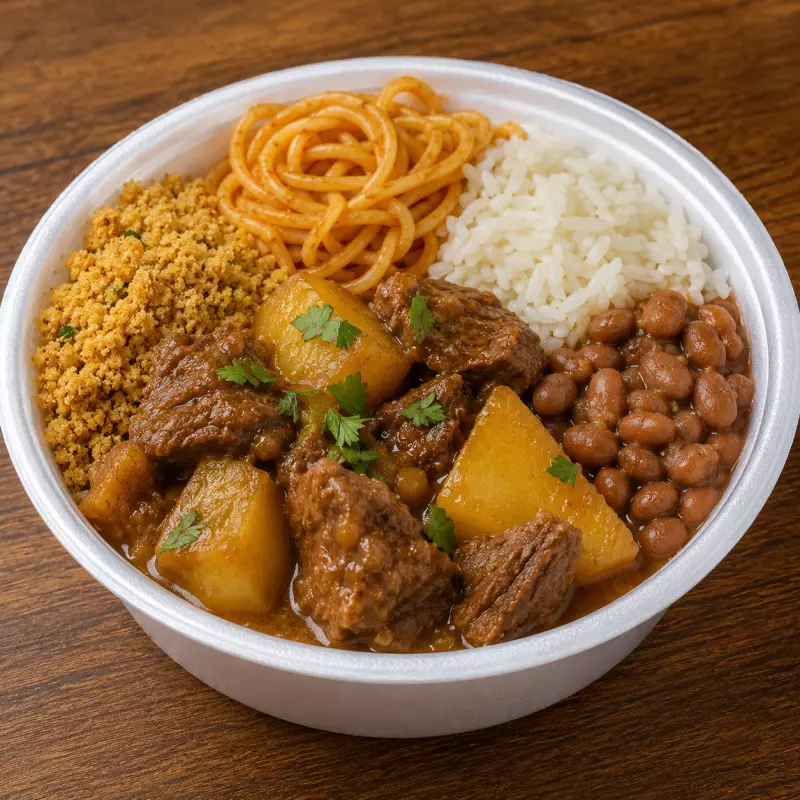Carne cozida com mandioca