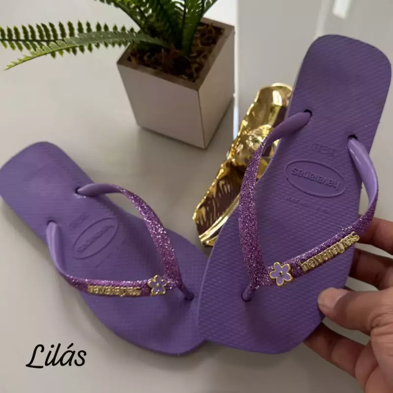 Fem glitter ping flor lilas