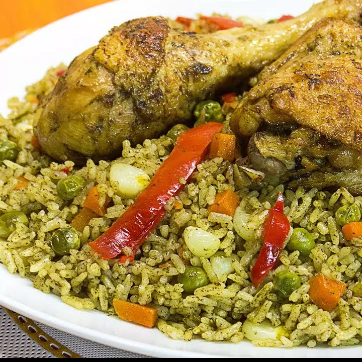 Arroz con pollo + Huancaina