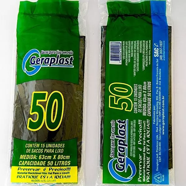 Saco pra lixo 50LT 15un