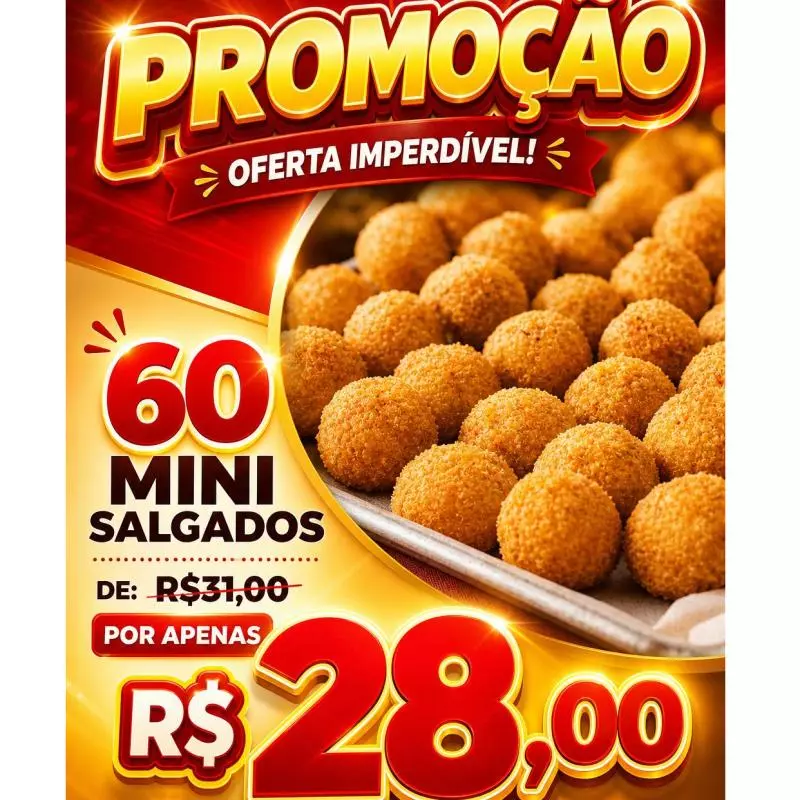 60 mini salgados