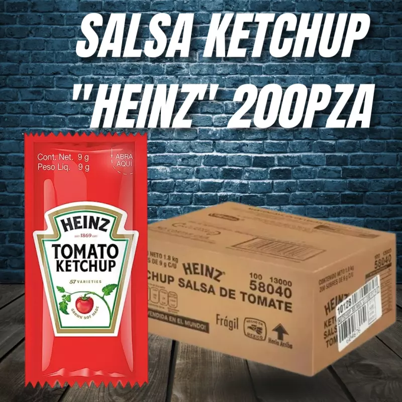 CAJA CATSUP HEINZ 9G C/200 SOBRES