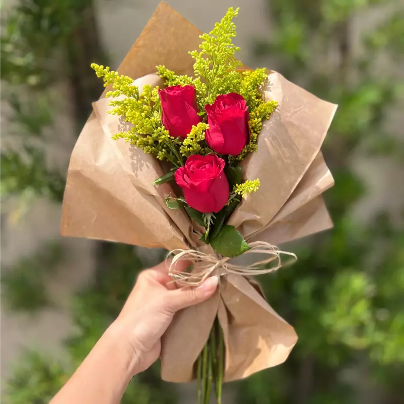 Mini 3 Rosas (verm.) Leque.