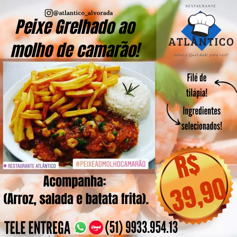 Filé de peixe ao molho de camarão!
