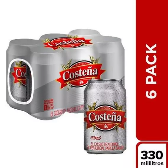 SIX PACK CERVEZA COSTEÑA 330 ML