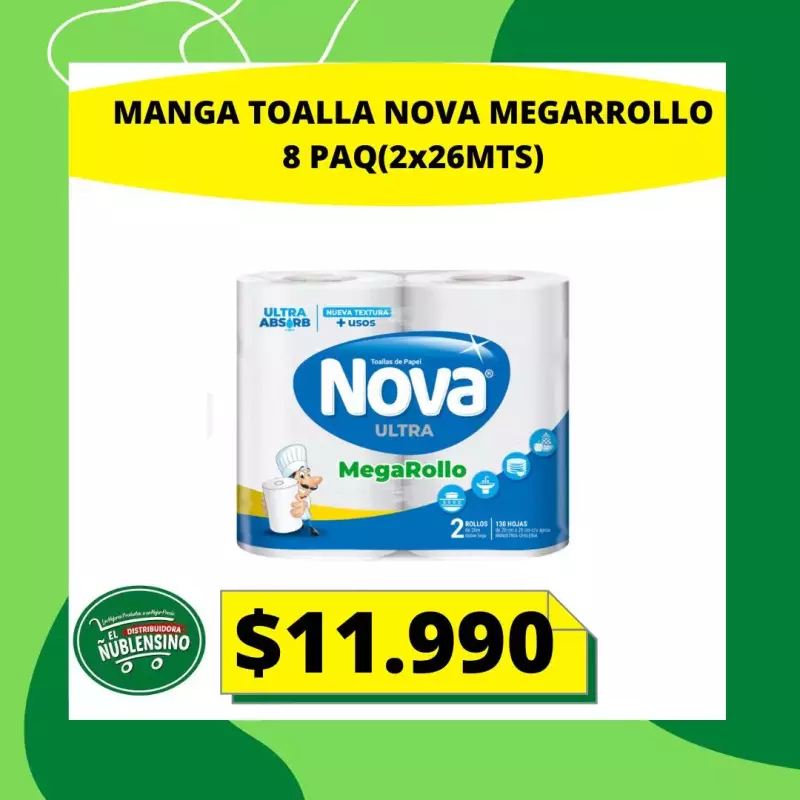 Manga toalla nova megarrollo 8x2roll