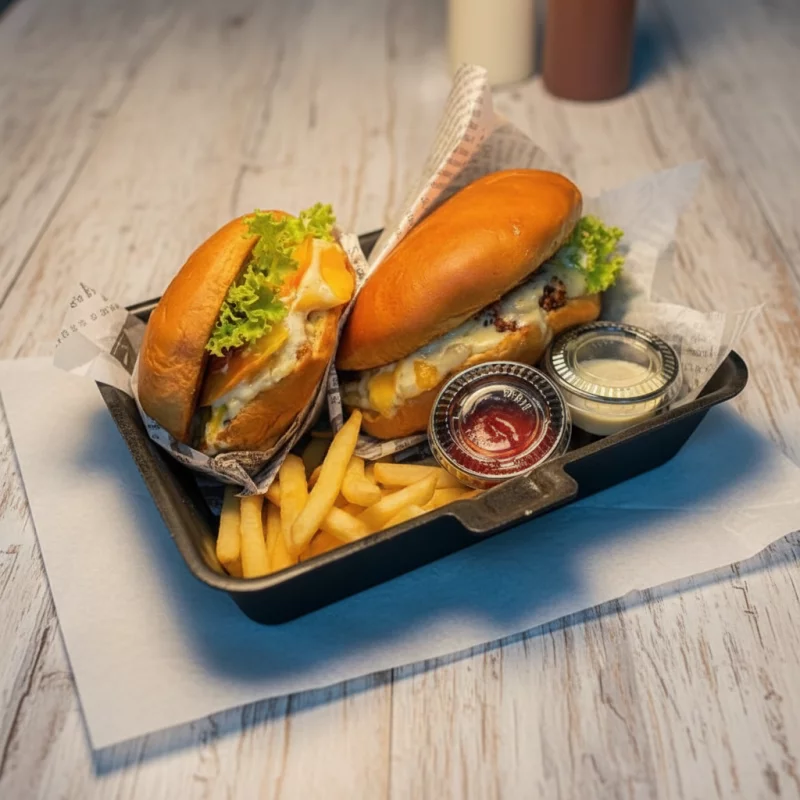 2 HAMBURGUESA + PAPAS