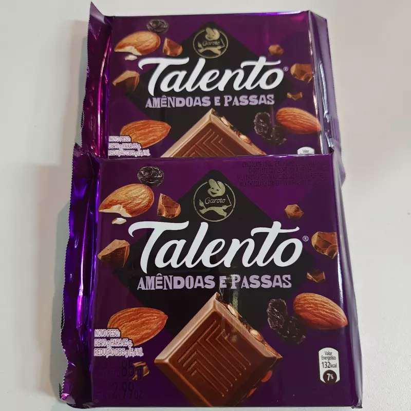 Talento 85g roxo amêndoas e passas