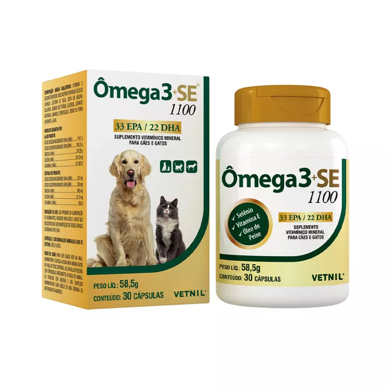 Vetnil Ômega 3 SE 1100 Cães e Gatos