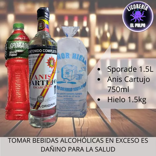 Anís cartujo+sporade+hielo