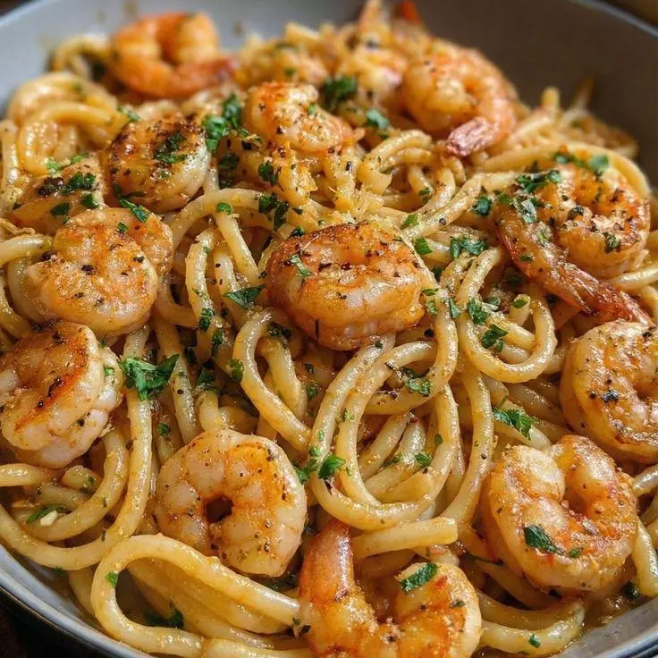Macarronada de camarão