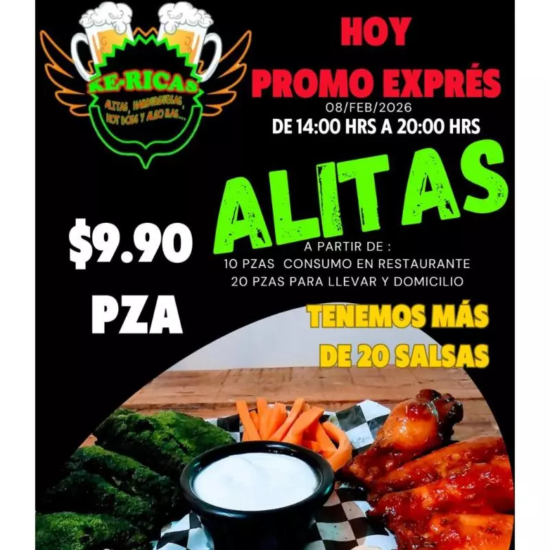 Promo Alitas $9.90 (mínimo 20 pzas)