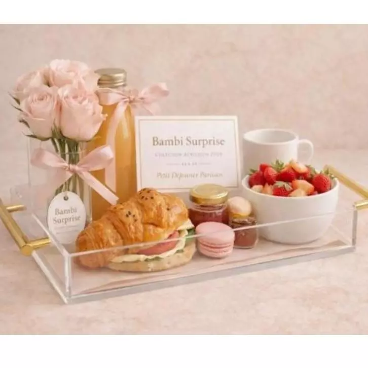 Bandeja acrilica manija dorada